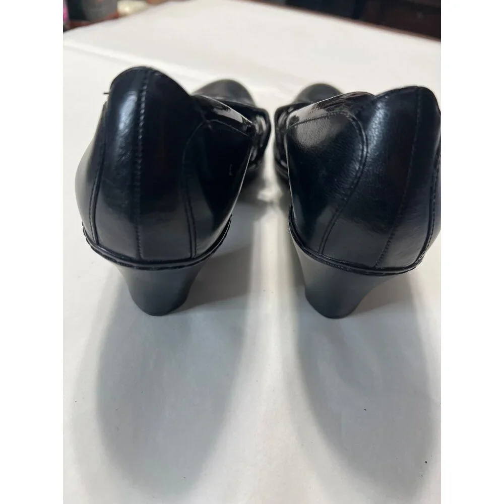 Clarks Womens Black Leather Heels 2.5 Inch Size 8.5 - Picture 5 of 10